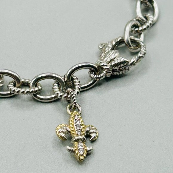 Judith Ripka FLEUR DE LIS Bracelet Sterling Silver & 14k Gold - Picture 3 of 8